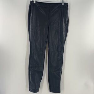 WHITE HOUSE BLACK MARKET WHBM BLACK FAUX RIDING LEATHER LEGGINGS SIZE 8